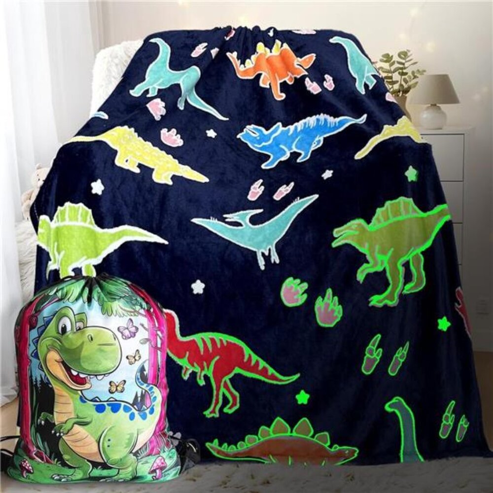 Glow in The Dark Dinosaur Blanket for Boys/Girls/Toddler/Baby,